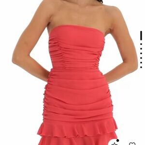 Lucy in the Sky Coral Strapless Dress